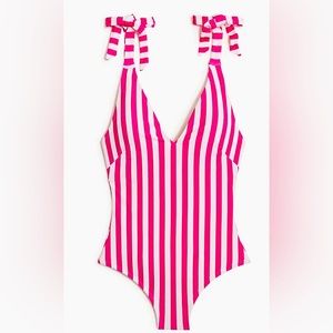 J. Crew Striped Tie Shoulder One Piece Swimsuit